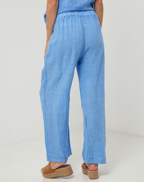 Victoire indigo broek van 100% linnen