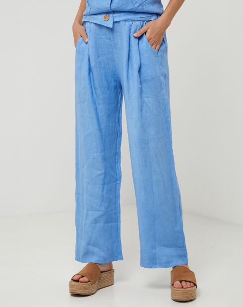 Victoire indigo broek van 100% linnen