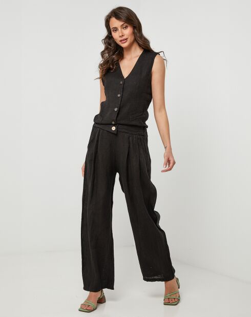 Victoire zwarte broek van 100% linnen