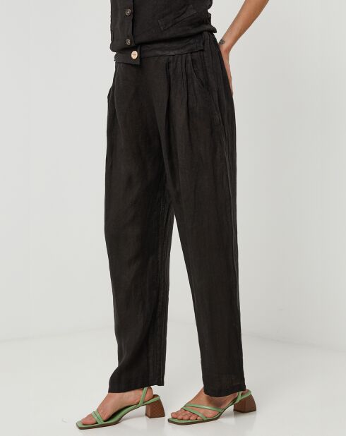 Victoire zwarte broek van 100% linnen