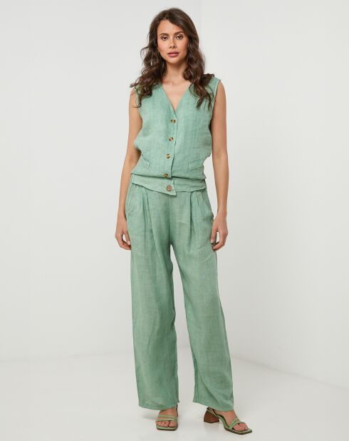 Grüne Hose Victoire aus 100% Leinen