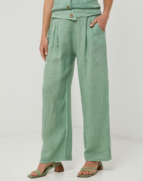 Grüne Hose Victoire aus 100% Leinen