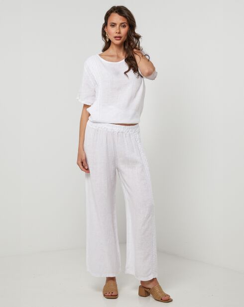 Weiße Nina Hose aus 100% Leinen