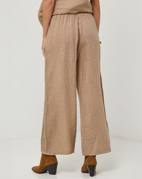 Pantalones Nina camel 100% lino