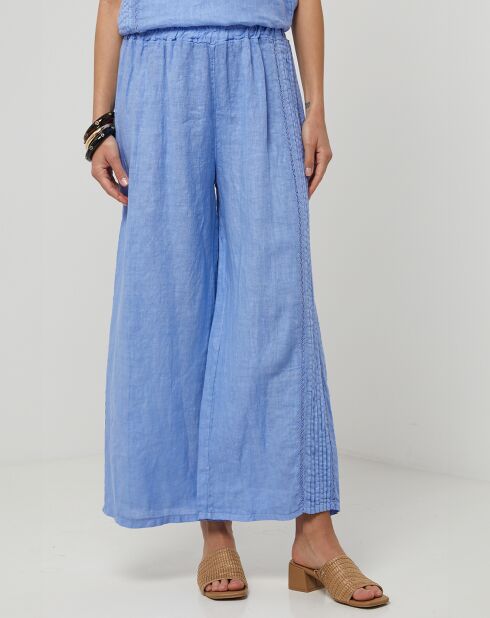Lucie indigo broek van 100% linnen