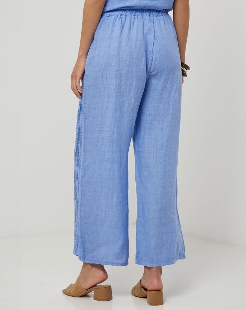 Lucie indigo broek van 100% linnen