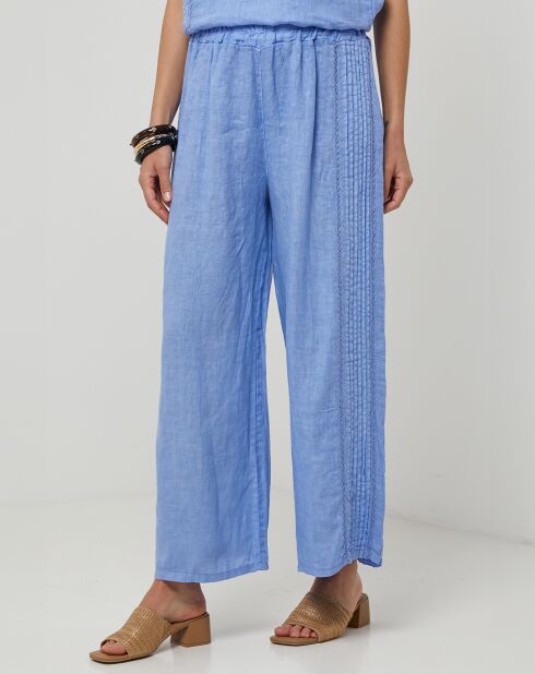 Lucie indigo broek van 100% linnen