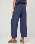 Lucie marine broek van 100% linnen