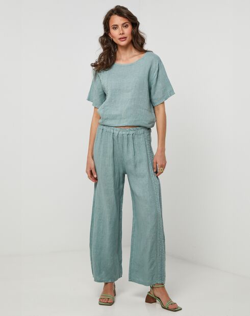 Pantalon 100% Lin Lucie  vert