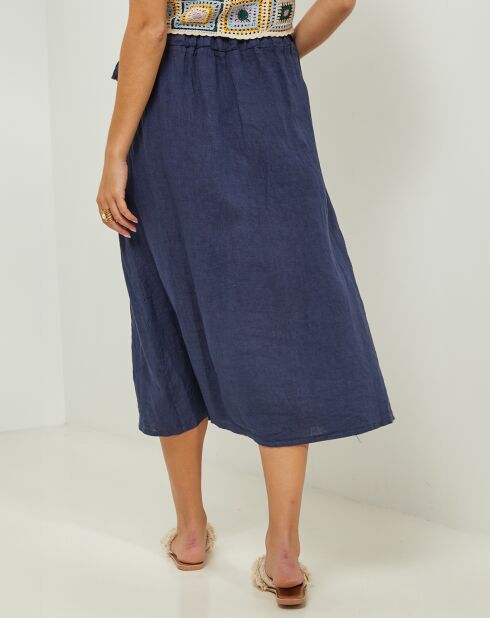 Alix Marine rok van 100% linnen