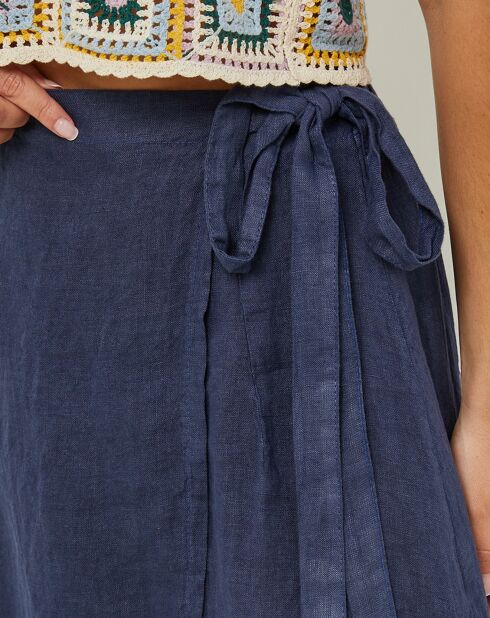 Alix Marine rok van 100% linnen