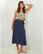 Alix Marine rok van 100% linnen