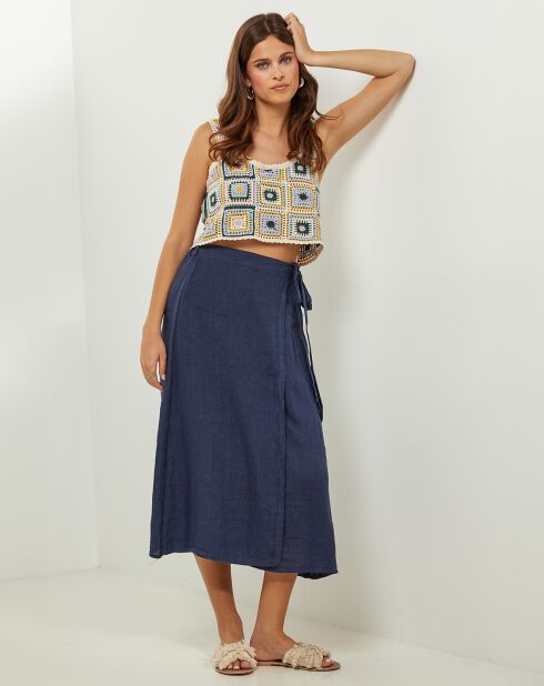 Alix Marine rok van 100% linnen