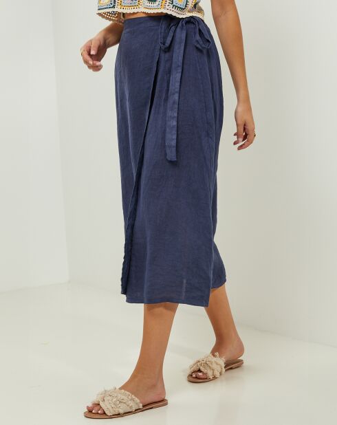 Alix Marine rok van 100% linnen