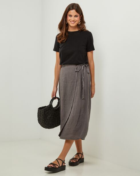 Jupe 100% Lin Alix taupe