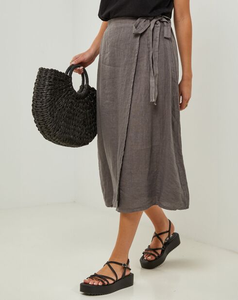 Jupe 100% Lin Alix taupe