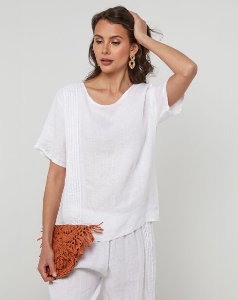 Weiße Tunika Pauline aus 100% Leinen