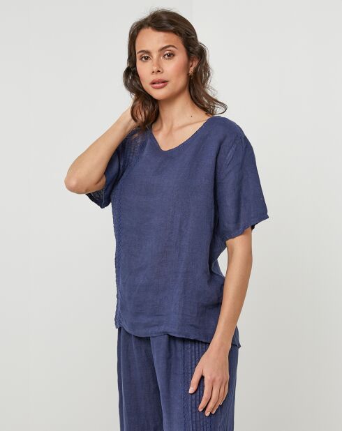 Tunica blu marino Pauline 100% lino