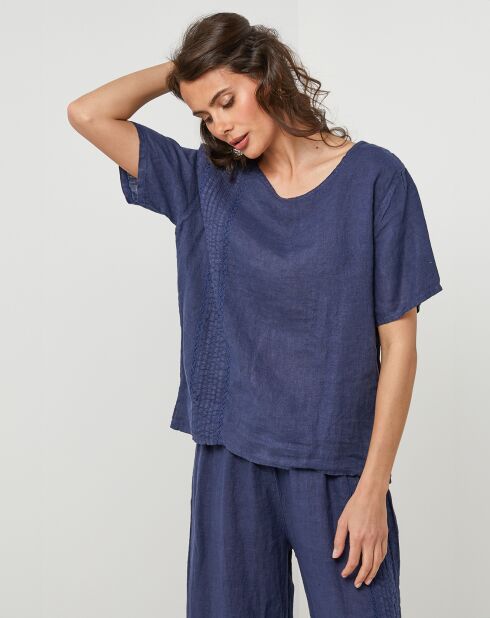 Tunica blu marino Pauline 100% lino