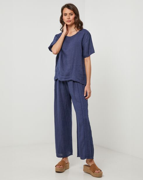 Tunica blu marino Pauline 100% lino