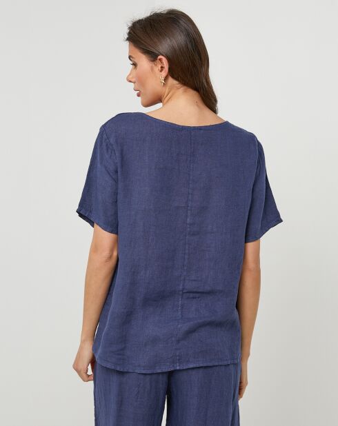 Tunica blu marino Pauline 100% lino