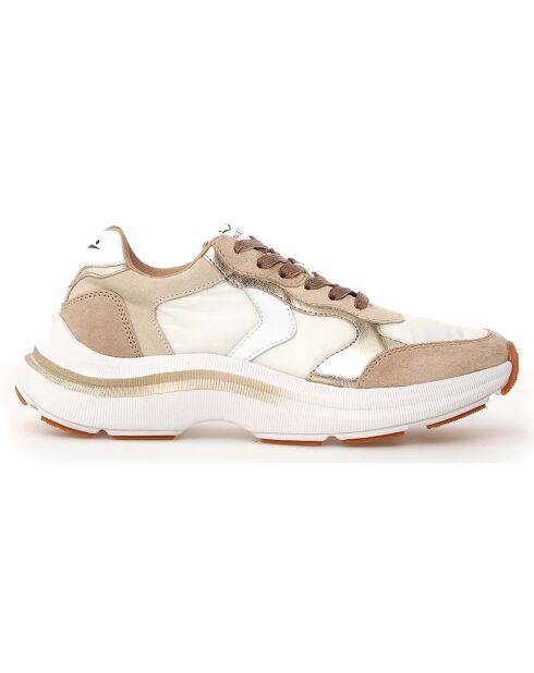 Baskets en Cuir Charlotte beige clair/blanc/blanc cassé