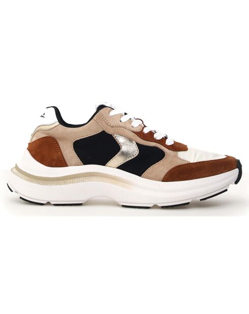 Baskets en Cuir Charlotte marron/blanc/noir