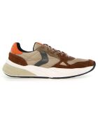 Baskets en Cuir Club tabac/beige/orange