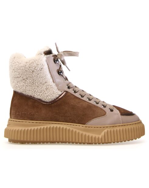 Baskets en Cuir Jenny taupe/marron