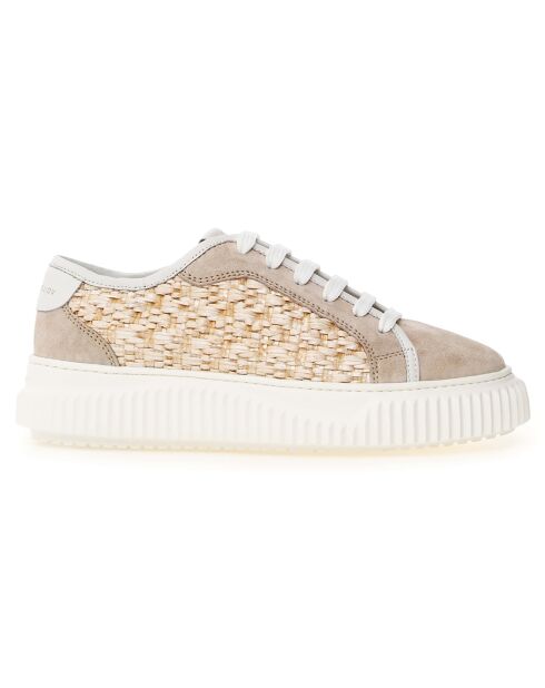 Baskets en Cuir Maiorca ardoise/beige
