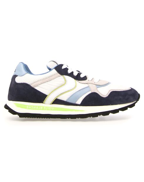 Baskets en Cuir Qwark indigo/blanc