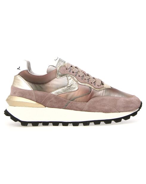 Baskets en Cuir Qwark rose ancien/beige