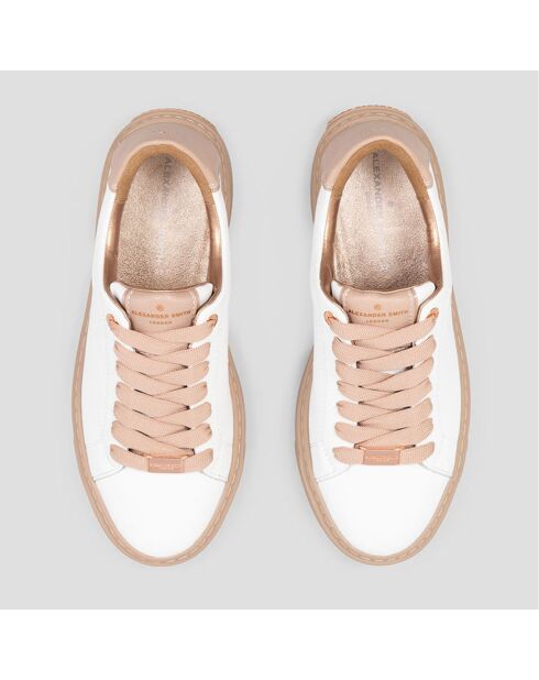 Baskets en Cuir London blanc/nude