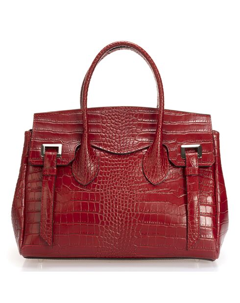Sac à main en Cuir Leonora rouge bordeaux - 33x26x39 cm
