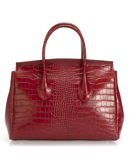 Sac à main en Cuir Leonora rouge bordeaux - 33x26x39 cm
