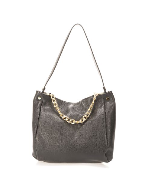 Sac porté épaule en Cuir Serena noir - 35x16x26 cm