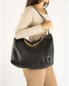Sac porté épaule en Cuir Serena noir - 35x16x26 cm