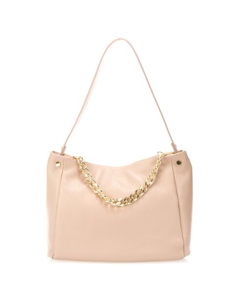 Sac porté épaule en Cuir Serena rose clair - 35x16x26 cm