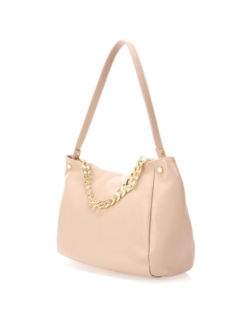 Sac porté épaule en Cuir Serena rose clair - 35x16x26 cm