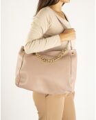 Sac porté épaule en Cuir Serena rose clair - 35x16x26 cm