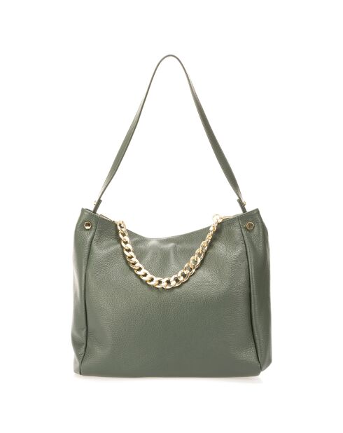 Sac porté épaule en Cuir Serena vert - 35x16x26 cm