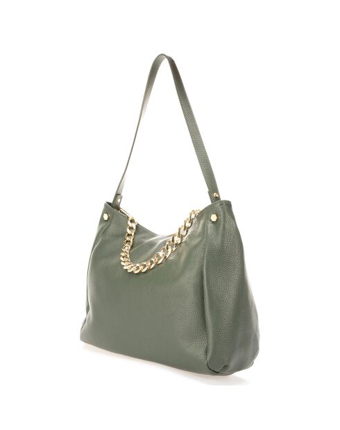 Sac porté épaule en Cuir Serena vert - 35x16x26 cm