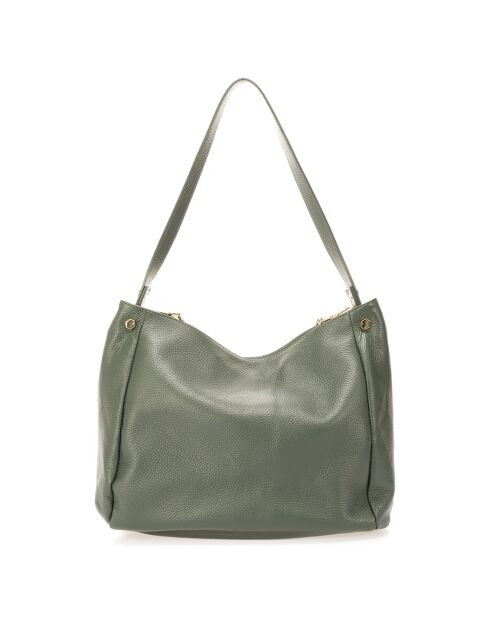 Sac porté épaule en Cuir Serena vert - 35x16x26 cm