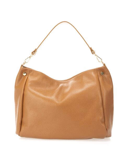 Sac porté épaule en Cuir Angelina cognac - 33x14x26 cm