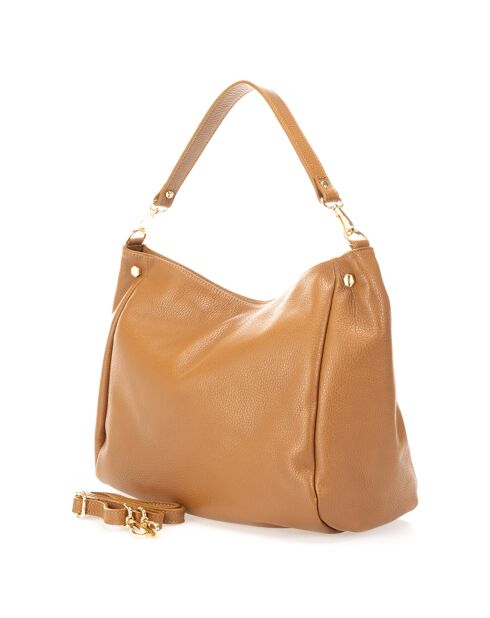 Sac porté épaule en Cuir Angelina cognac - 33x14x26 cm