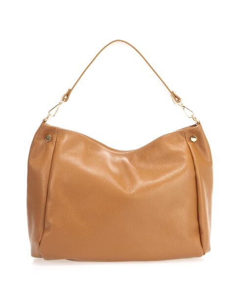 Sac porté épaule en Cuir Angelina cognac - 33x14x26 cm