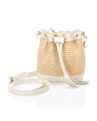 Sac seau en Cuir Amara beige - 15x11x16 cm