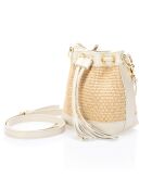 Sac seau en Cuir Amara beige - 15x11x16 cm