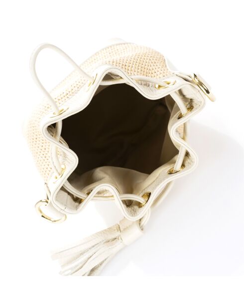 Sac seau en Cuir Amara beige - 15x11x16 cm