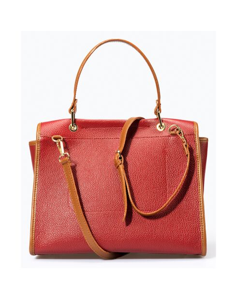 Sac à main en Cuir Zoey rouge/cognac - 40x15x31 cm